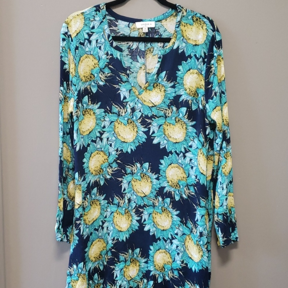 Umgee Teal Sunflower Dress